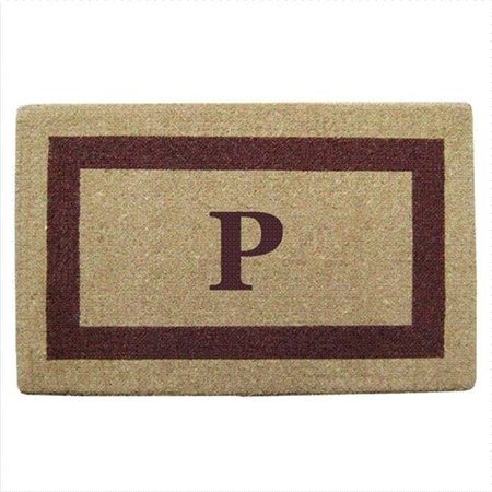 NEDIA HOME Nedia Home 02023P Single Picture - Brown Frame 22 x 36 In. Heavy Duty Coir Doormat - Monogrammed P O2023P